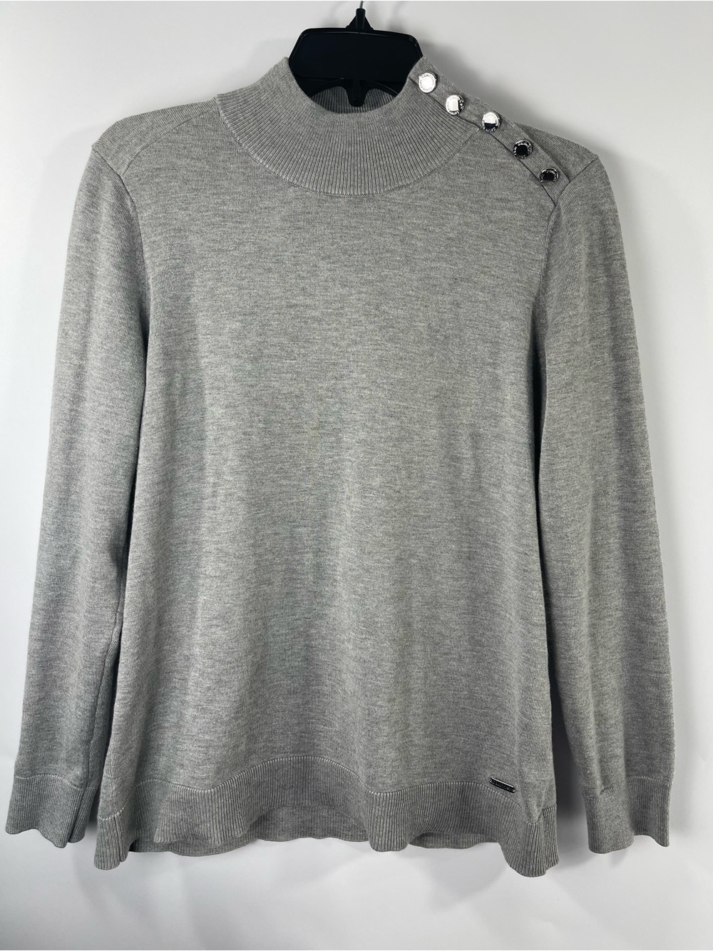Calvin Klein Women’s Gray Mock Neck Workwear Office Long Sleeve Sweater Medium
